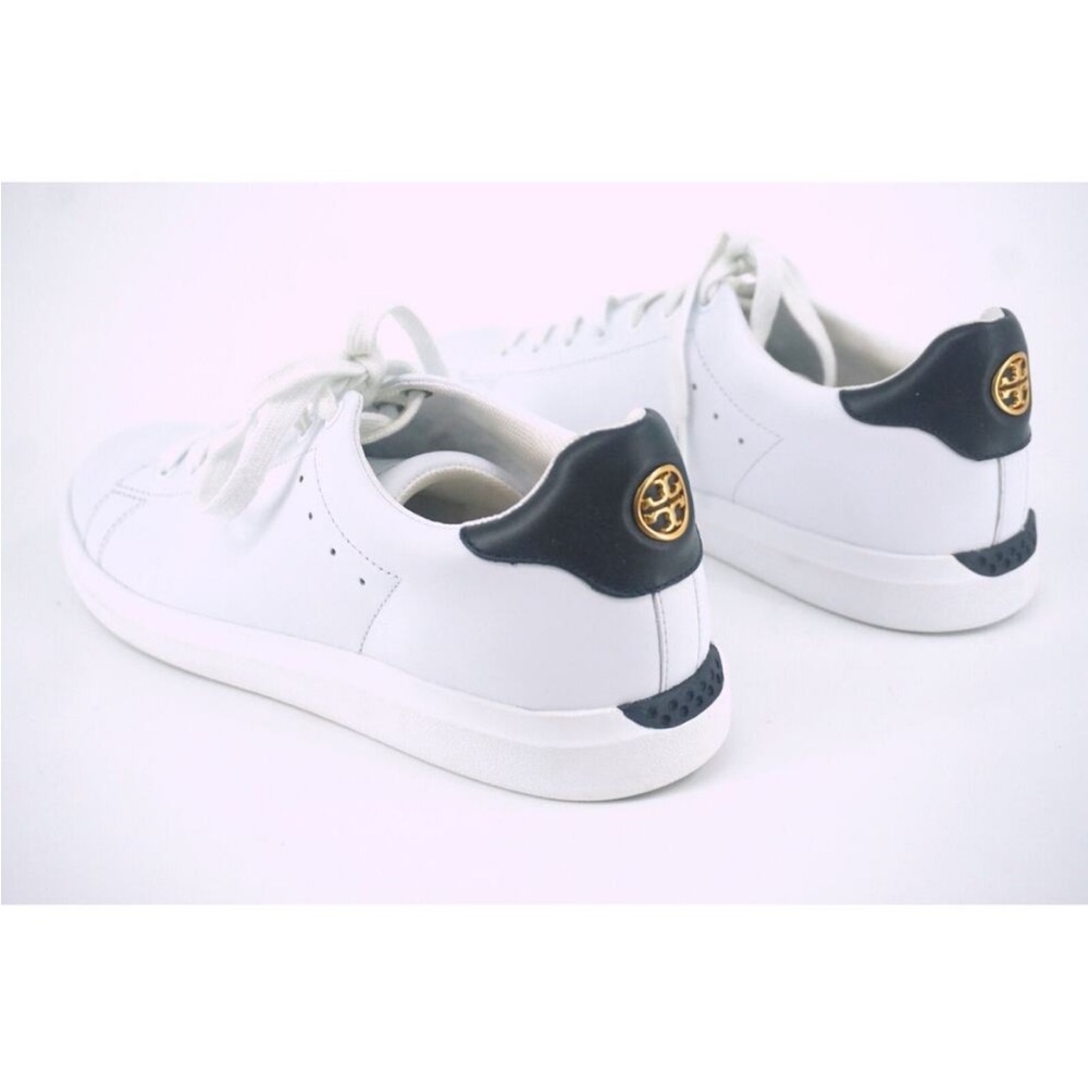 Tory Burch White Sneaker with Blue Heel Accent